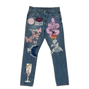 Levis 501 Jeans Womens 32 Custom Hand Painted Taylor Swift Eras Tour 32x30